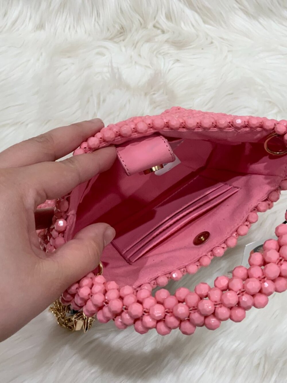 Bouffants and Broken Hearts Pink Beaded Strawberry Crossbody Bag NWT - Picture 5 of 6